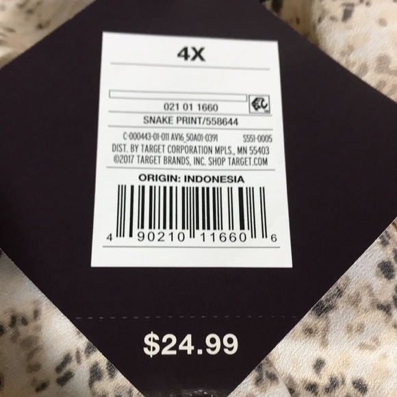 Ava & Viv Snake Print Blouse Top Shirt Long Balloon Sleeve Open Collar 4X NWT - Picture 4 of 7